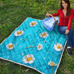 White Daisy Flower Print Quilt