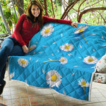 White Daisy Flower Print Quilt