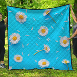 White Daisy Flower Print Quilt