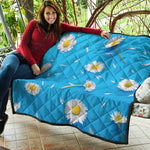 White Daisy Flower Print Quilt