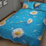 White Daisy Flower Print Quilt Bed Set