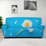 White Daisy Flower Print Sofa Cover