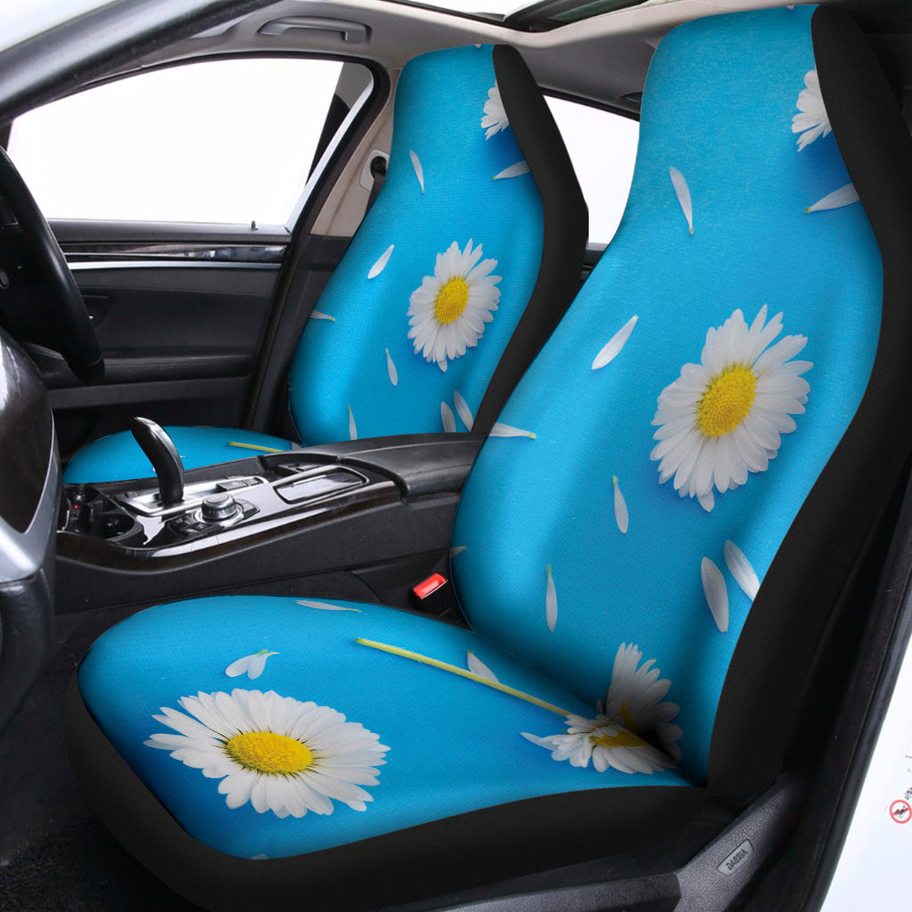 White Daisy Flower Print Universal Fit Car Seat Covers