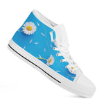 White Daisy Flower Print White High Top Shoes