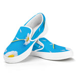 White Daisy Flower Print White Slip On Shoes