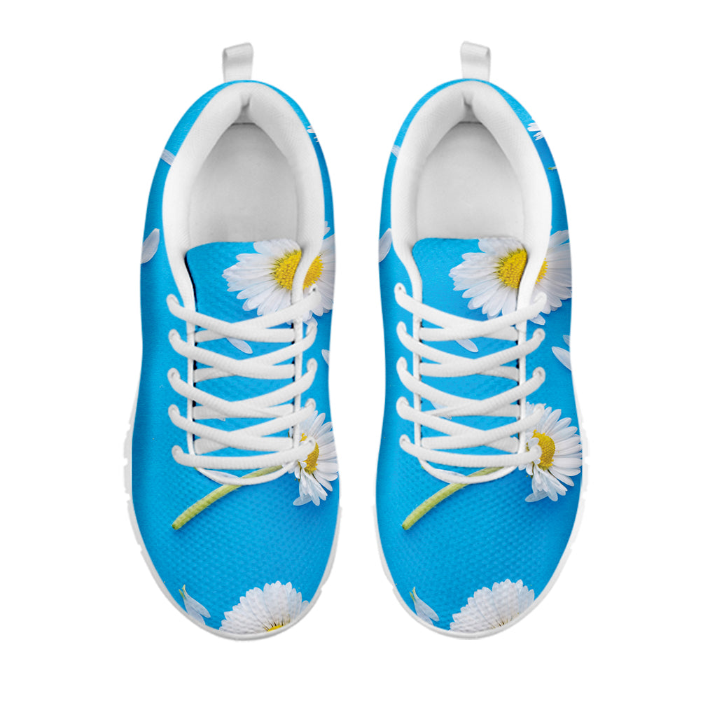 White Daisy Flower Print White Sneakers