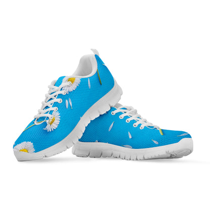 White Daisy Flower Print White Sneakers