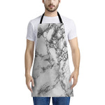 White Dark Grey Marble Print Apron