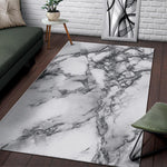 White Dark Grey Marble Print Area Rug GearFrost