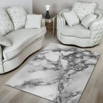 White Dark Grey Marble Print Area Rug GearFrost