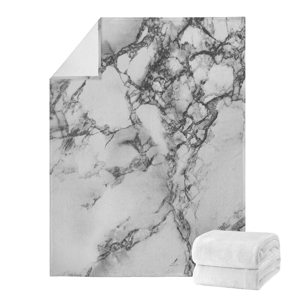 White Dark Grey Marble Print Blanket