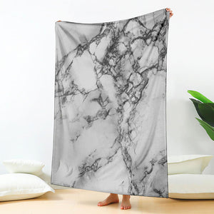 White Dark Grey Marble Print Blanket