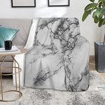 White Dark Grey Marble Print Blanket