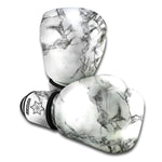White Dark Grey Marble Print Boxing Gloves
