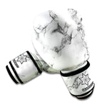 White Dark Grey Marble Print Boxing Gloves