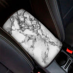 White Dark Grey Marble Print Car Center Console Cover