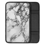 White Dark Grey Marble Print Car Center Console Cover