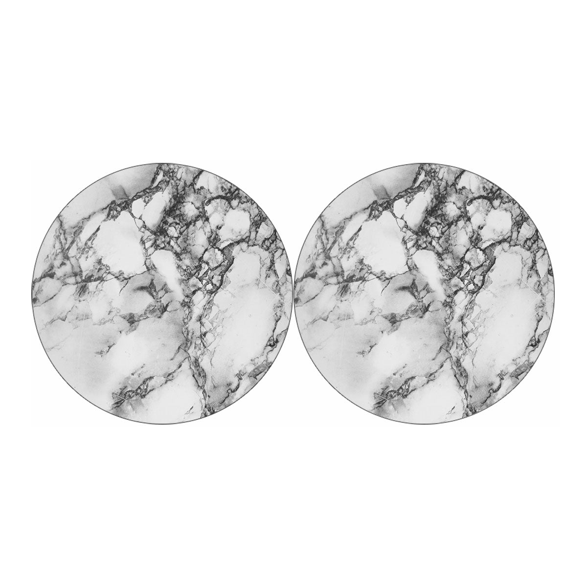White Dark Grey Marble Print Car Coasters