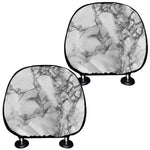 White Dark Grey Marble Print Car Headrest Covers