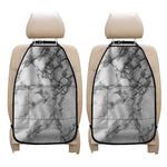 White Dark Grey Marble Print Car Seat Organizers