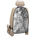 White Dark Grey Marble Print Car Seat Organizers