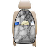 White Dark Grey Marble Print Car Seat Organizers