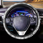 White Dark Grey Marble Print Car Steering Wheel Cover