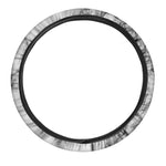 White Dark Grey Marble Print Car Steering Wheel Cover