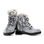 White Dark Grey Marble Print Comfy Boots GearFrost