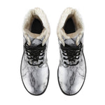 White Dark Grey Marble Print Comfy Boots GearFrost