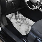 White Dark Grey Marble Print Front and Back Car Floor Mats