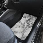 White Dark Grey Marble Print Front and Back Car Floor Mats