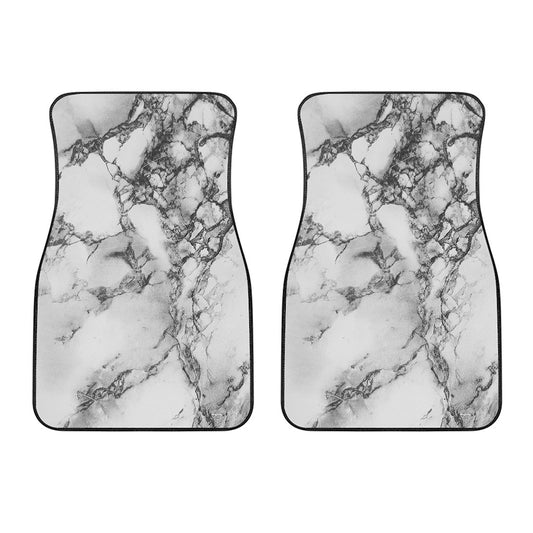 White Dark Grey Marble Print Front Car Floor Mats