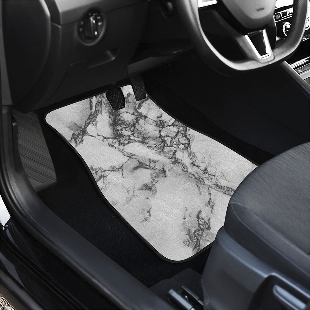 White Dark Grey Marble Print Front Car Floor Mats