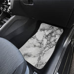 White Dark Grey Marble Print Front Car Floor Mats