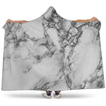 White Dark Grey Marble Print Hooded Blanket