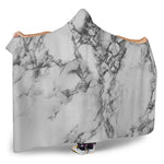 White Dark Grey Marble Print Hooded Blanket