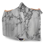 White Dark Grey Marble Print Hooded Blanket