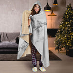 White Dark Grey Marble Print Hooded Blanket