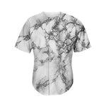 White Dark Grey Marble Print Men's Baseball Jersey