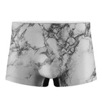 White Dark Grey Marble Print Men's Boxer Briefs