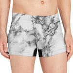 White Dark Grey Marble Print Men's Boxer Briefs