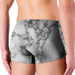 White Dark Grey Marble Print Men's Boxer Briefs