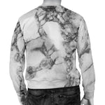 White Dark Grey Marble Print Men's Crewneck Sweatshirt GearFrost