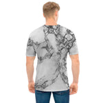 White Dark Grey Marble Print Men's T-Shirt