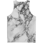 White Dark Grey Marble Print Men's Tank Top