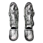 White Dark Grey Marble Print Muay Thai Shin Guard