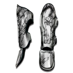 White Dark Grey Marble Print Muay Thai Shin Guard