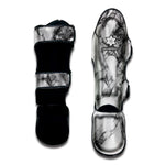 White Dark Grey Marble Print Muay Thai Shin Guard