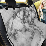White Dark Grey Marble Print Pet Car Back Seat Cover